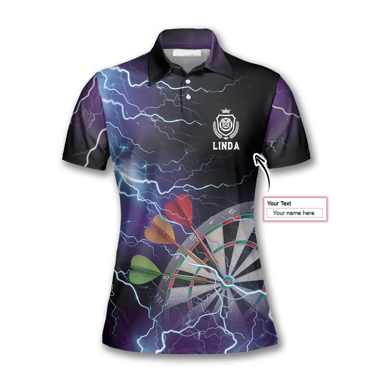 3D All Over Print Darts Thunder Lightning Custom Darts Polo Shirts for Women