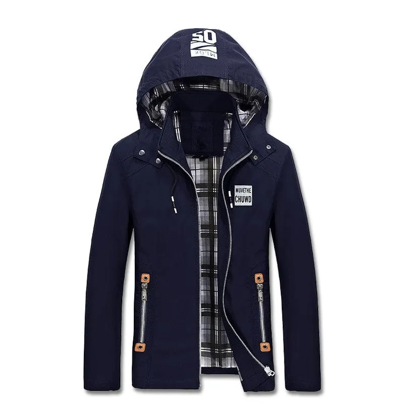 Autumn Solid Zipper Hip Hop Hooded Jackets