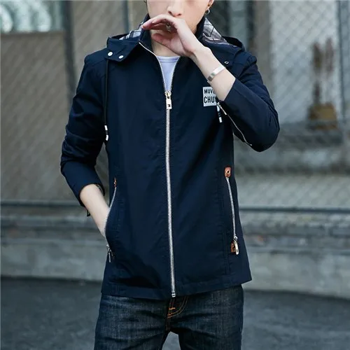 Autumn Solid Zipper Hip Hop Hooded Jackets