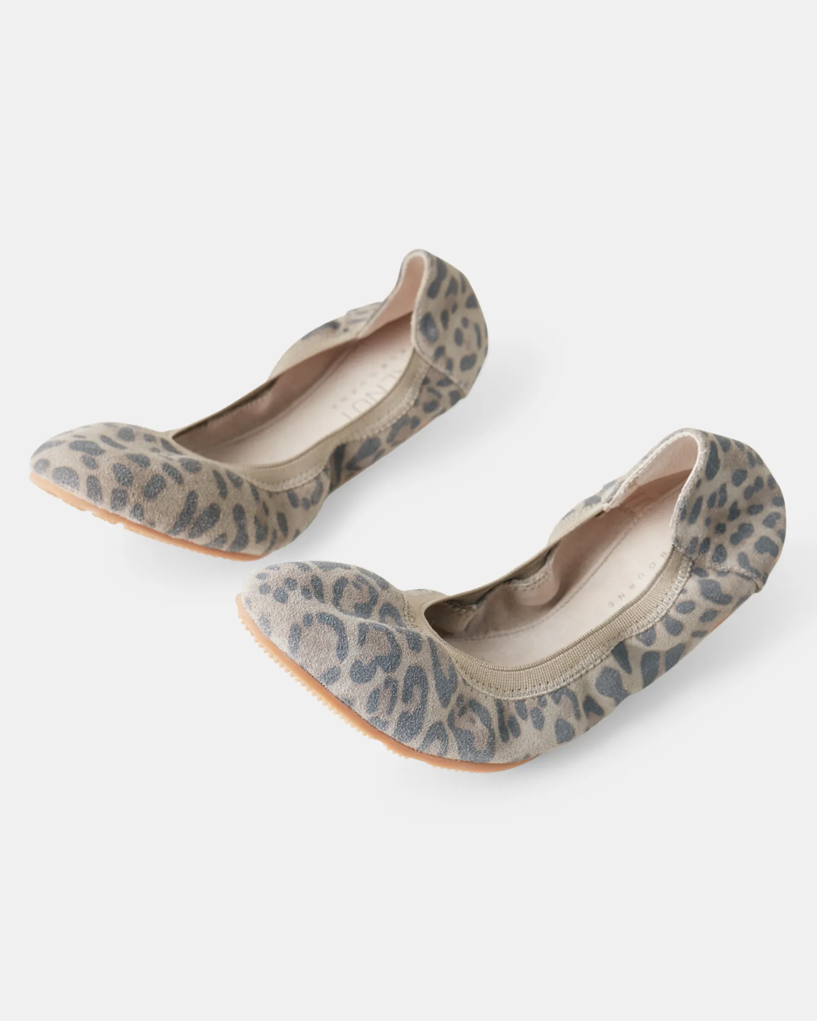 Ava Leather Ballet - Stone Leopard Suede