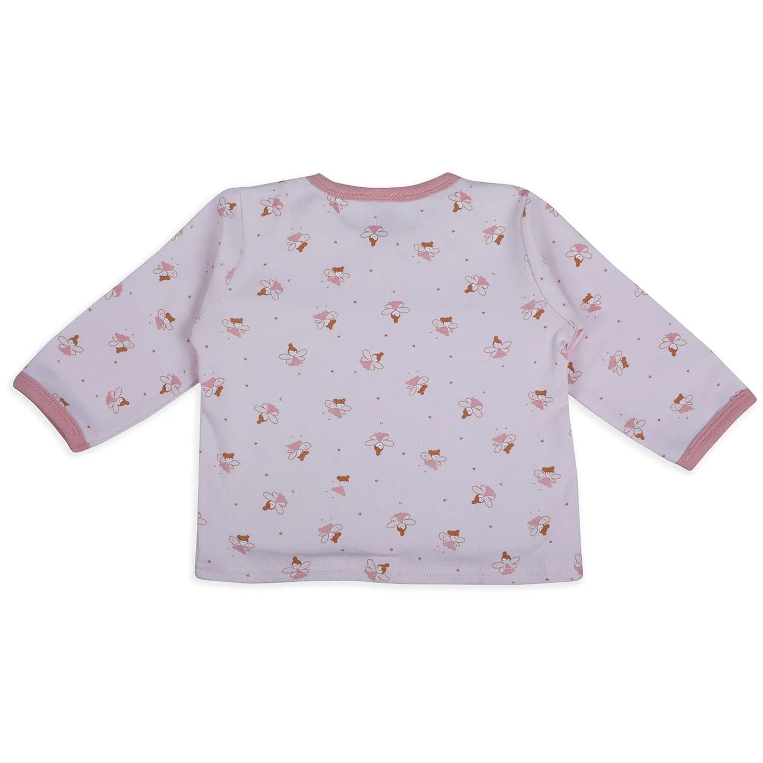 Baby Moo Fairy Print Soft Cotton Full Sleeves Top And Pyjama 2pcs Night Suit - Pink