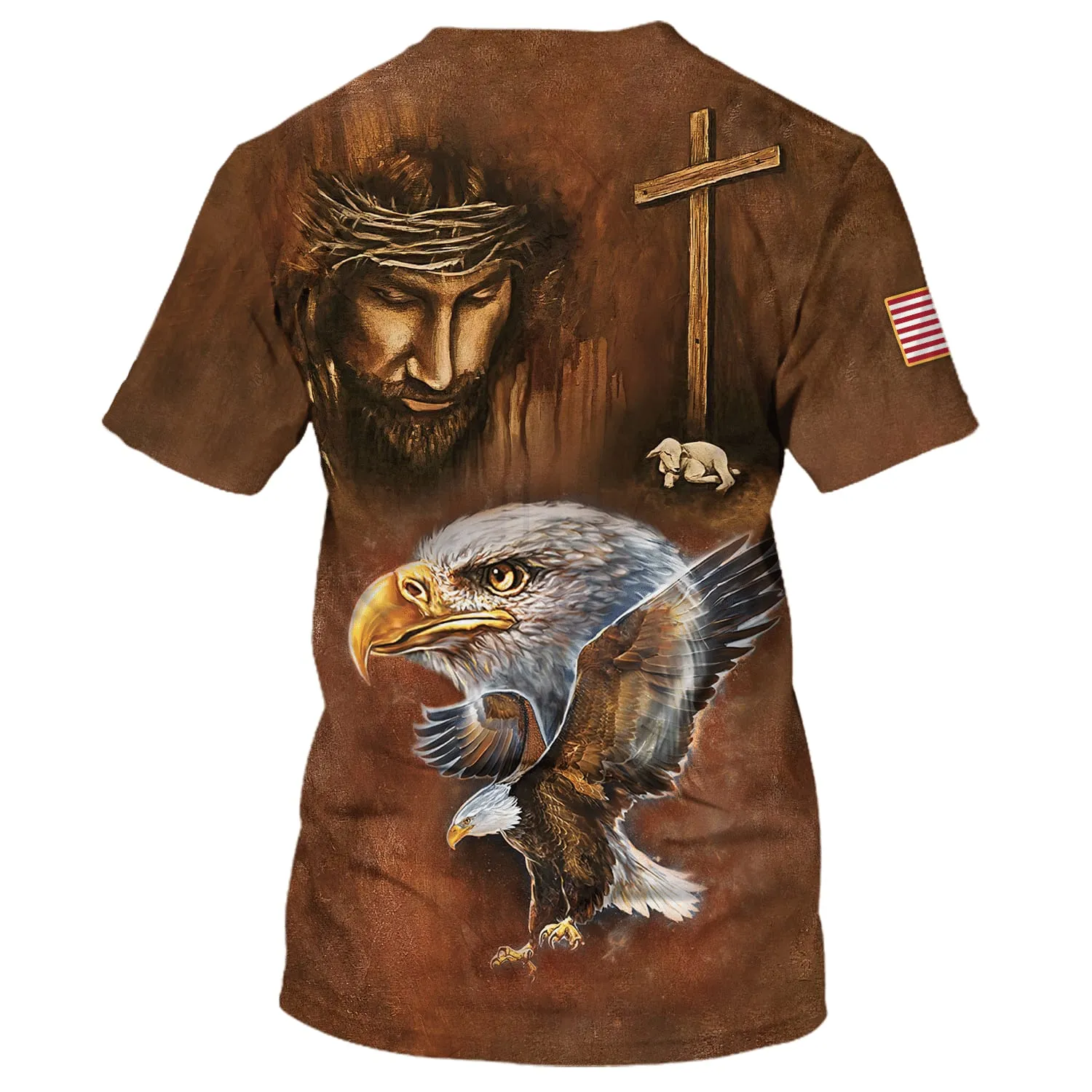 Bald Eagle Jesus And The Lamb 3D All Over Printed Shirt for Men and Women