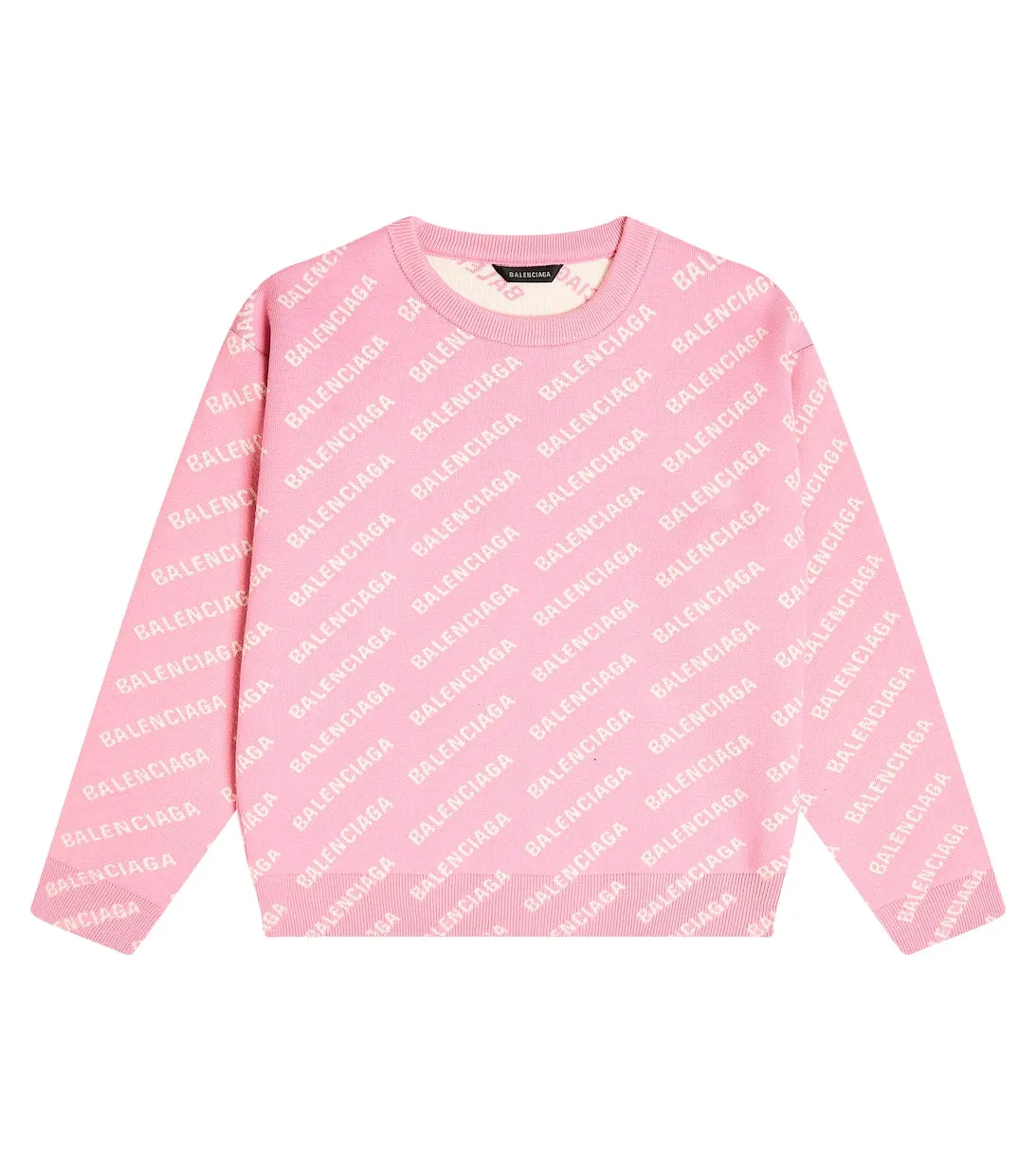 Balenciaga Kids Knitted Logo Sweater, Pink