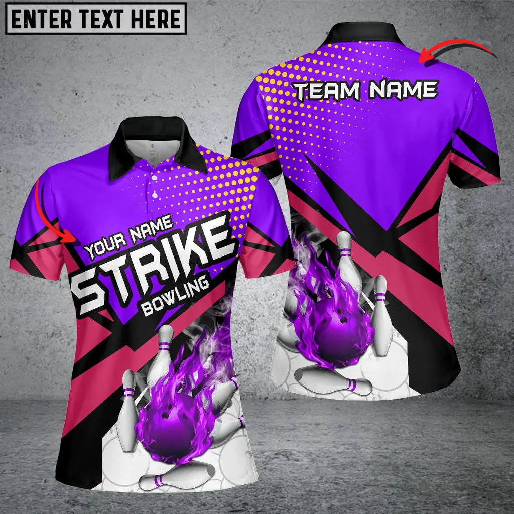 Ball And Pins Strike Cannon Ball Throw Multicolor Option Customized Name 3D Polo Shirt For Women