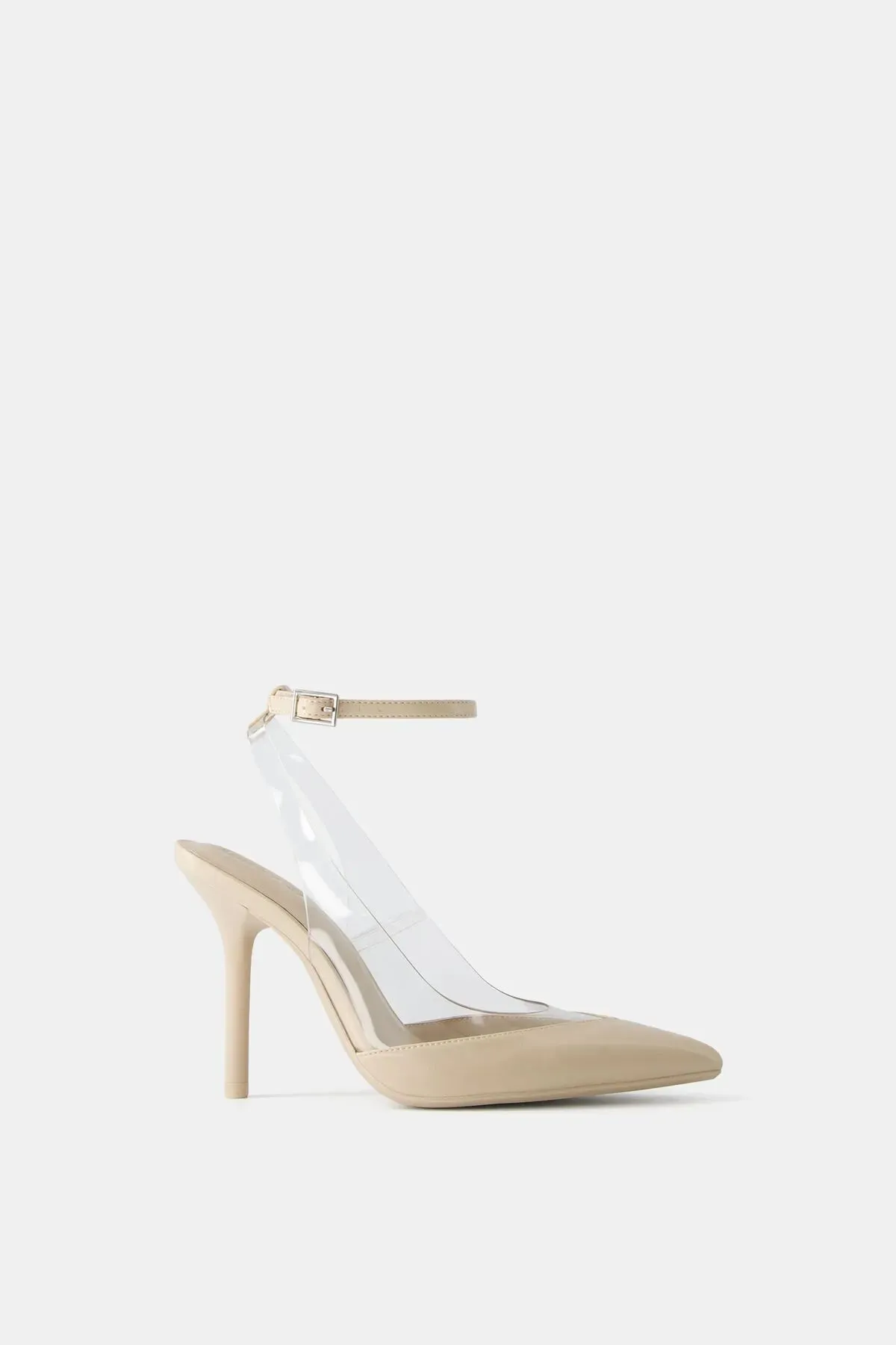 Bershka Open-Back Vinyl With Ankle Straps Heels