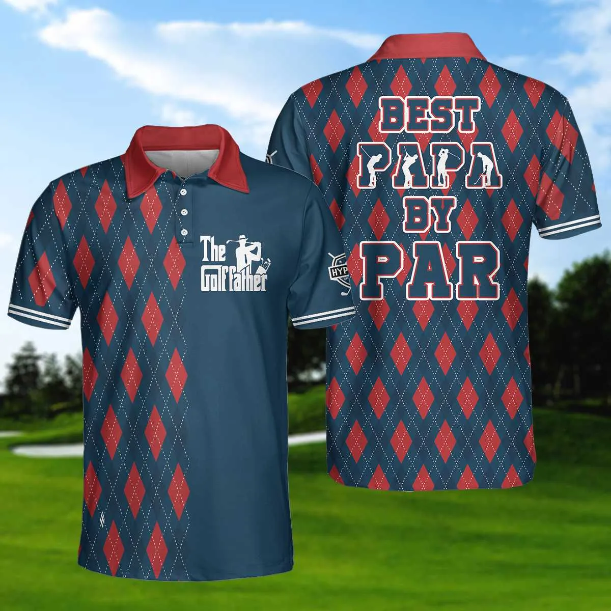 Best Papa By Par Argyle Pattern Custom Polo Shirt, Personalized Polo Shirt, Best Golf Shirt For Men Coolspod