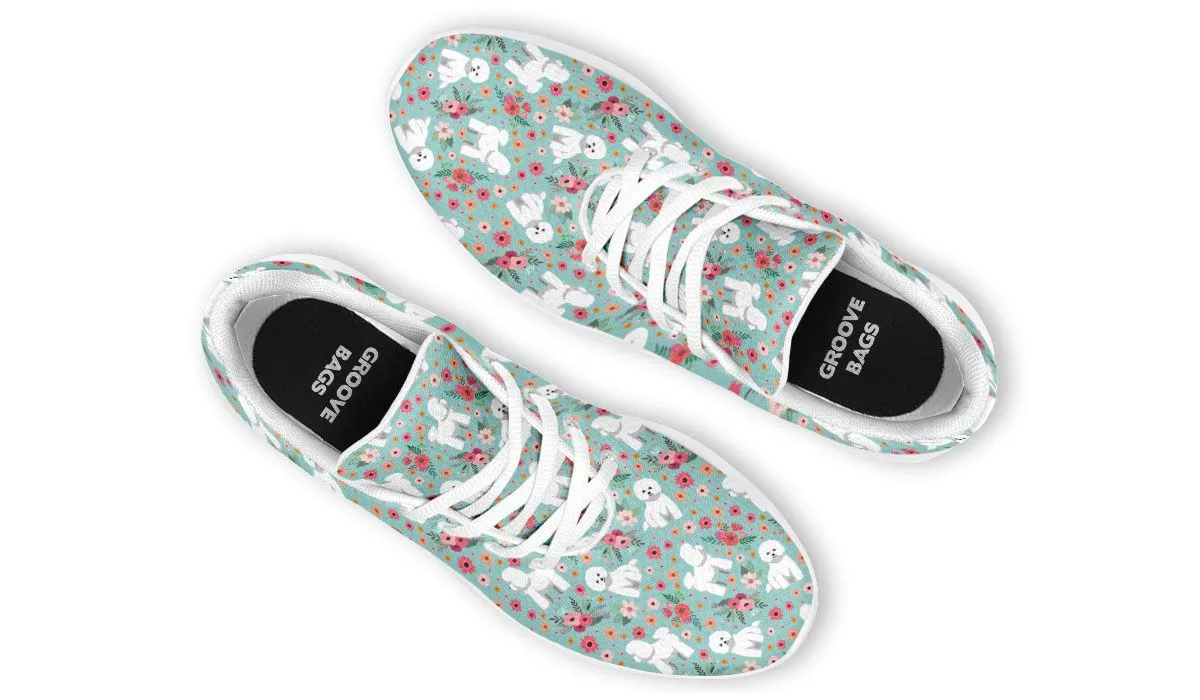 Bichon Frise Flower Athletic Sneakers