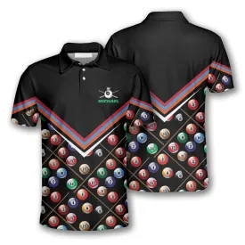 Billiard Ball Pattern Crown Emblem Custom Billiard Shirts for Men, Custom Billiard Shirt, Uniform Billiard Team