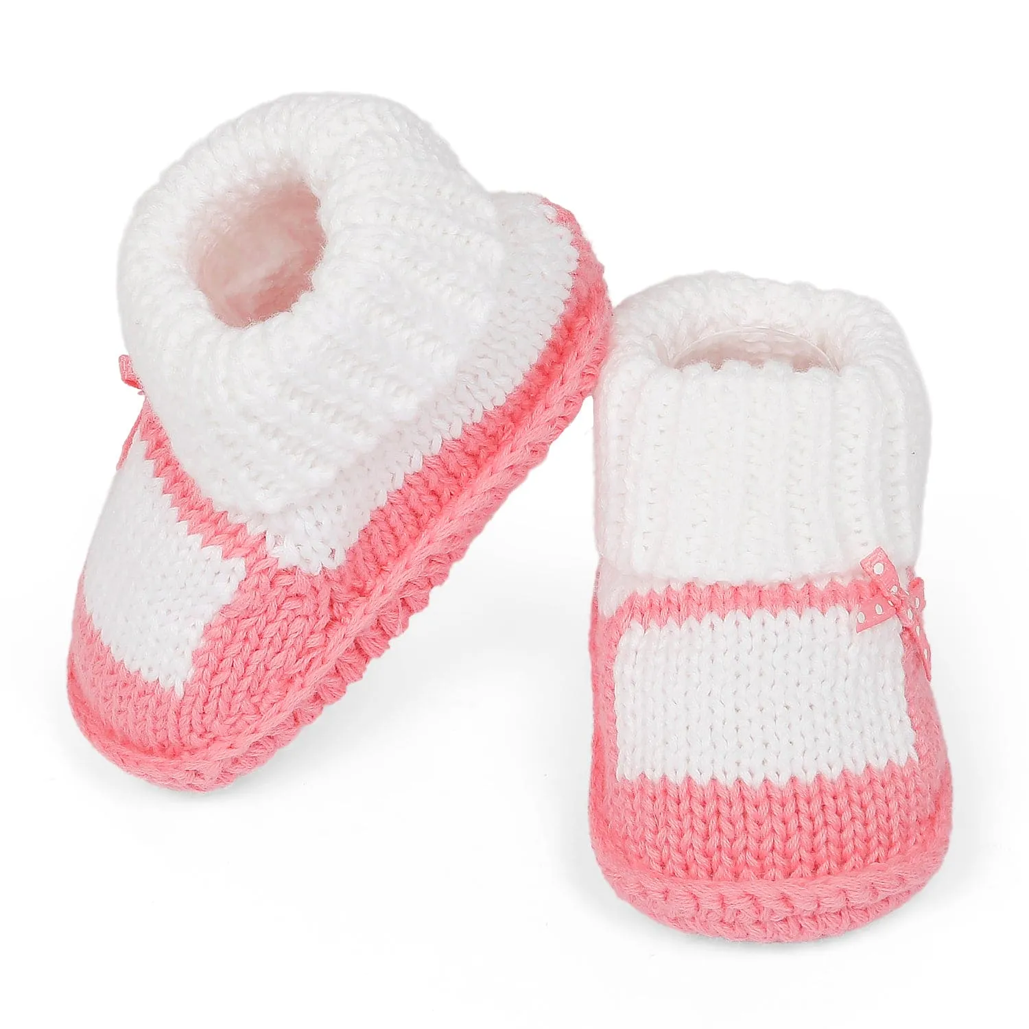 Bow Newborn Crochet Socks Booties - Pink