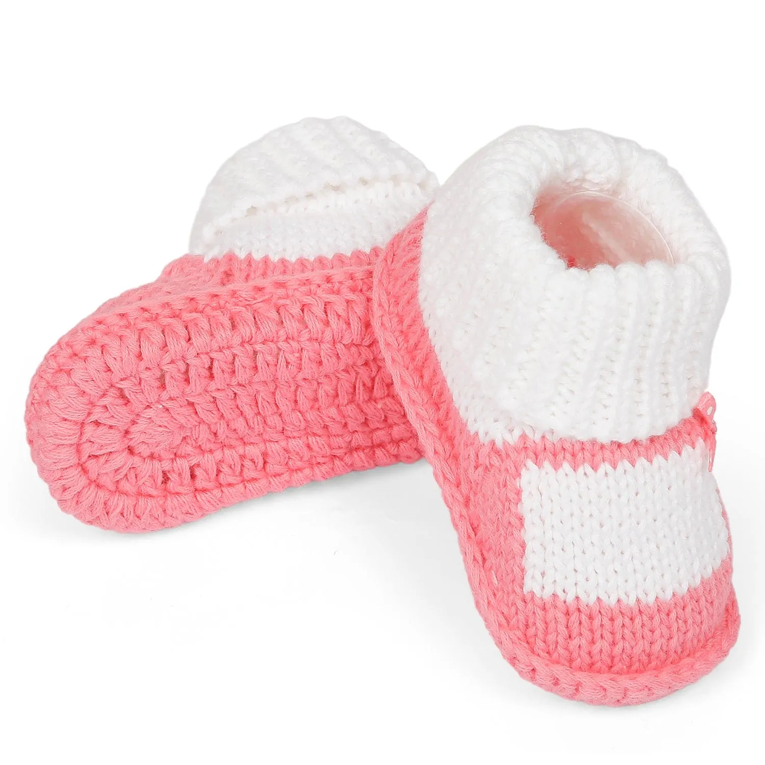 Bow Newborn Crochet Socks Booties - Pink