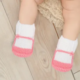 Bow Newborn Crochet Socks Booties - Pink