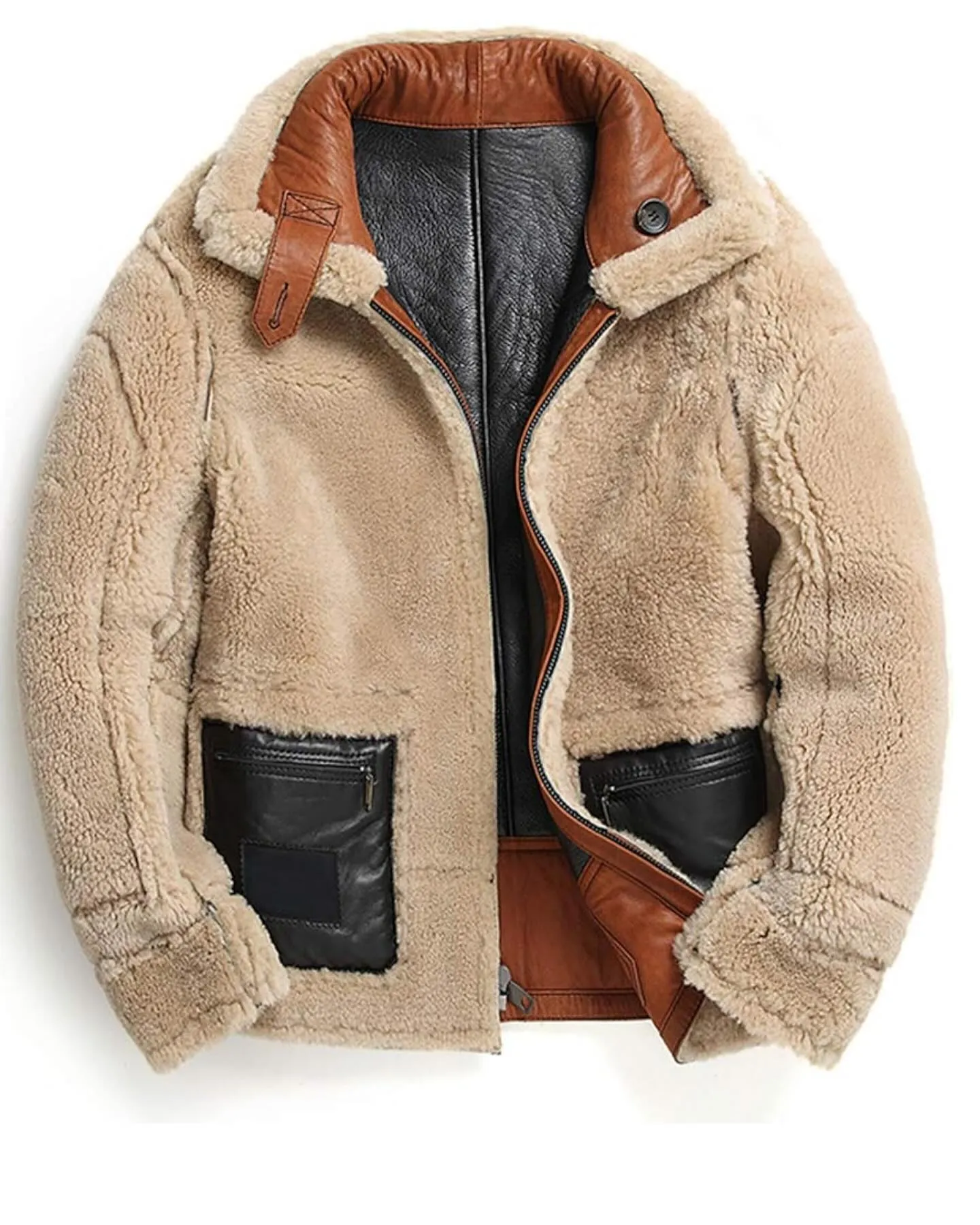 Classic B3 Bomber Jacket: Genuine Sheepskin Leather Aviator Style for Men