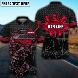 Coolspod Mechanic Scorpion Custom Name Team Multi Color Printed 3D Polo Shirt