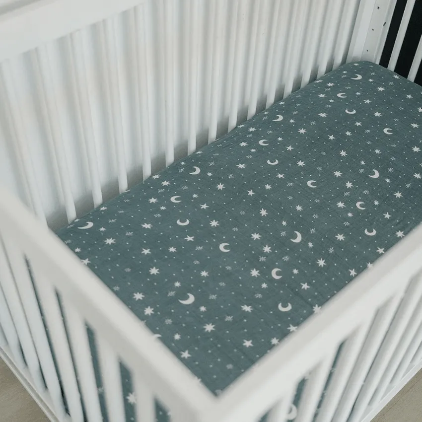 Cotton Muslin Crib Sheet, Night Sky