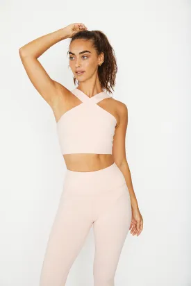 CREAM YOGA: Leah cross neck bra top