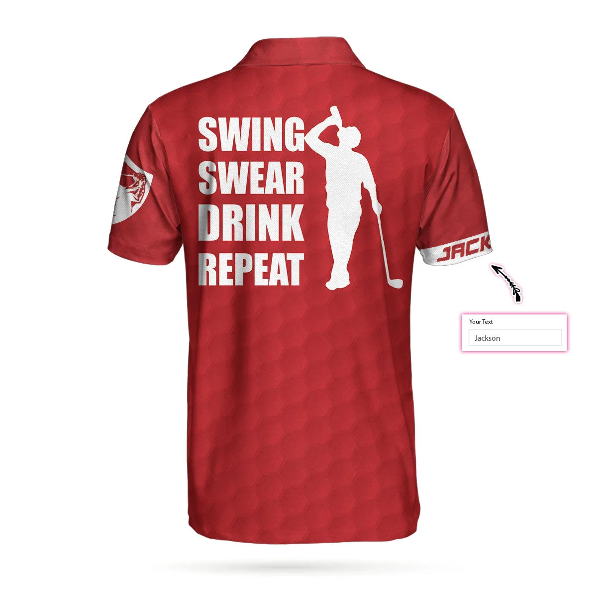 Custom Red Polo Golf Shirt, Swing Swear Drink Repeat Sunday, Gift For Golfer Coolspod