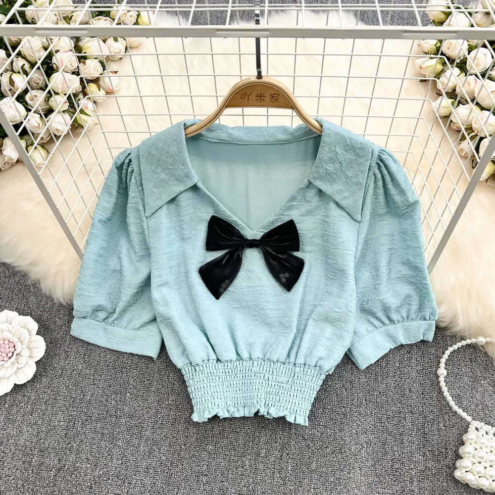 Cute v neck crop tops    S182