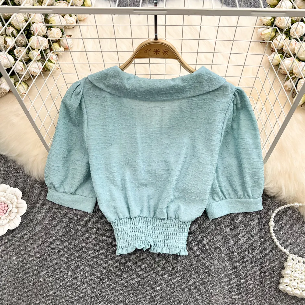 Cute v neck crop tops    S182