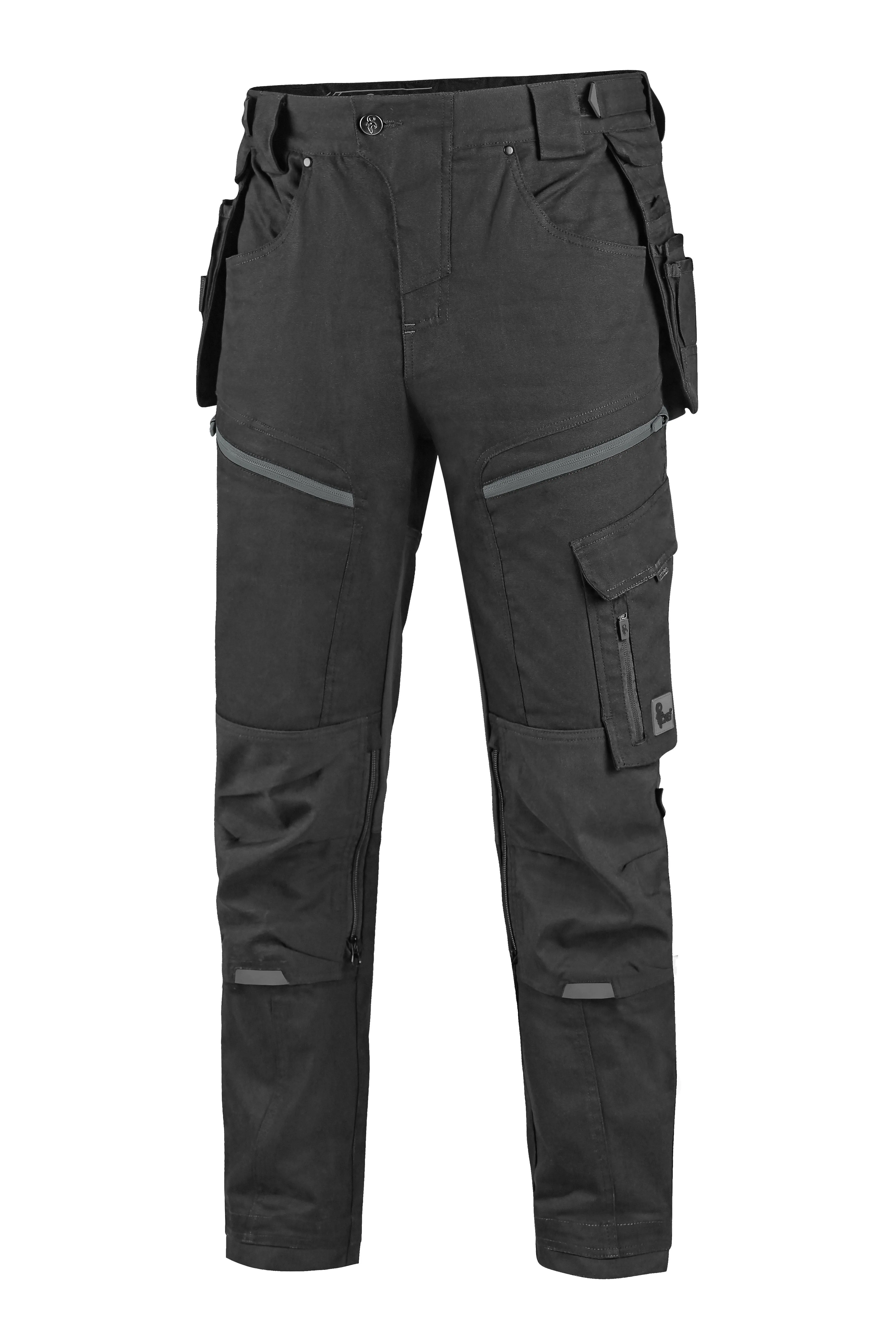 CXS LEONIS, MEN'S, WORK PANTS, BLACK WITH GREY ACCESSORIES