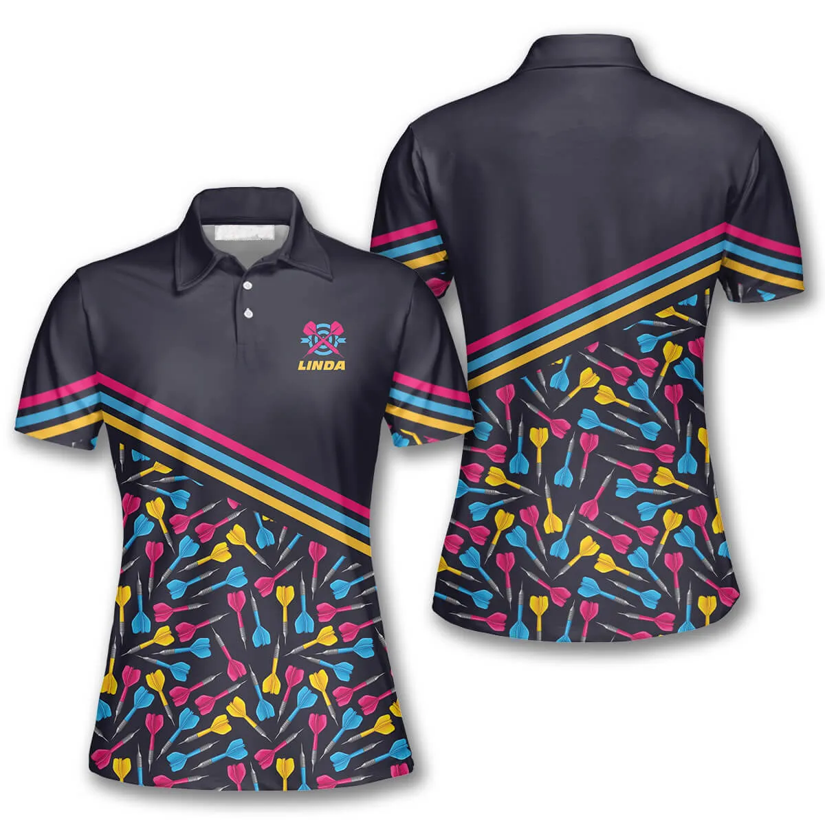 Darts Arrow Pattern Colorful Lines Custom Darts Shirts for Women, Shirt for Dart Player