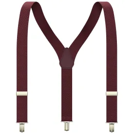 Deep Red Slim Suspenders for Men & Women Boys & Girls Y-back Shape 1 inch wide