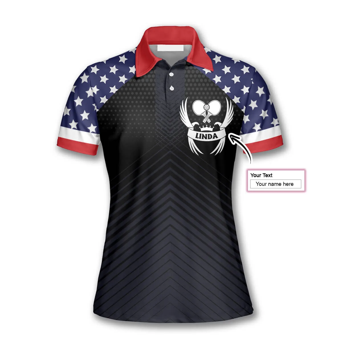 Eagle Patriotic American Flag Custom Pickleball Polo Shirts for Women