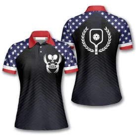 Eagle Patriotic American Flag Custom Pickleball Polo Shirts for Women