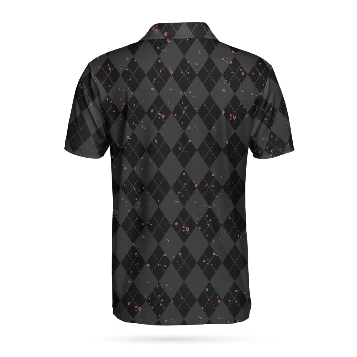 Elegant Argyle Pattern And Skull Golf Lover Polo Shirt, Black Skull Golf Shirt For Men Coolspod