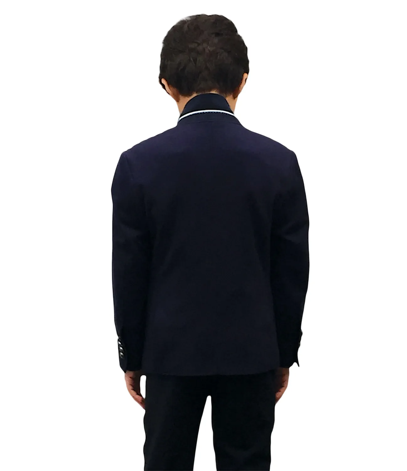 ELIE BALLEH Boys NAVY Striped Knite Blazer JACKET