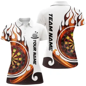 Fire Flame Dartboard Womens Darts Polo Shirt Custom Dart Shirts For Women Dart