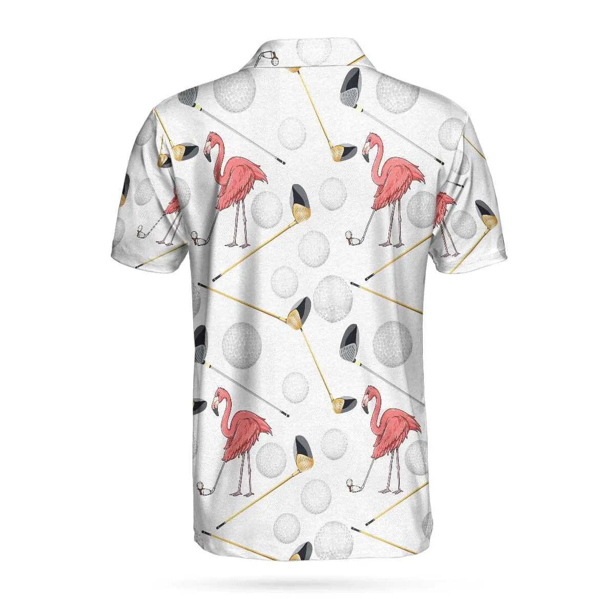 Flamingo Golfer Polo Shirt, Pink Flamingo Golf Polo Shirt, Flamingo Themed Short Sleeve Shirt For Golfers Coolspod