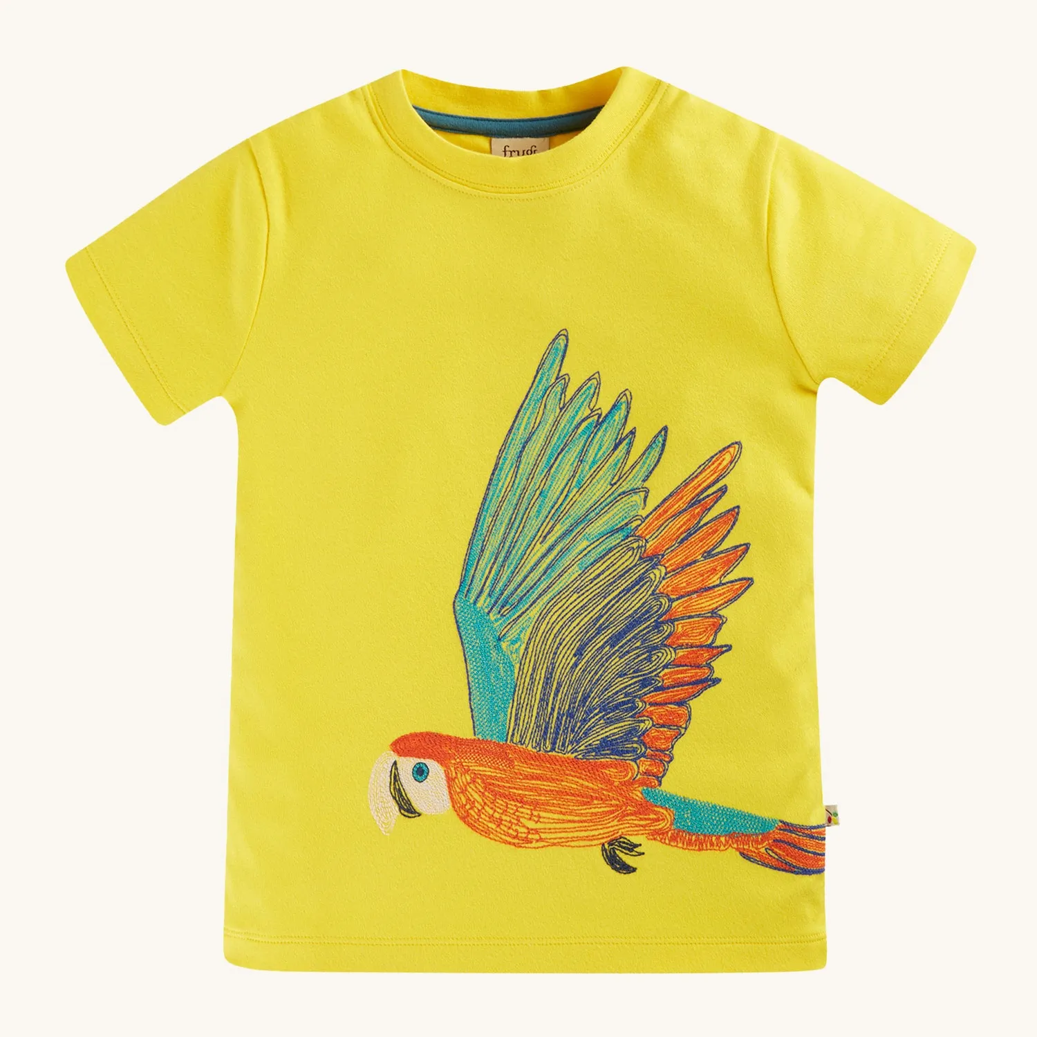 Frugi Organic Carsen Embroidery T-Shirt - Banana / Macaw