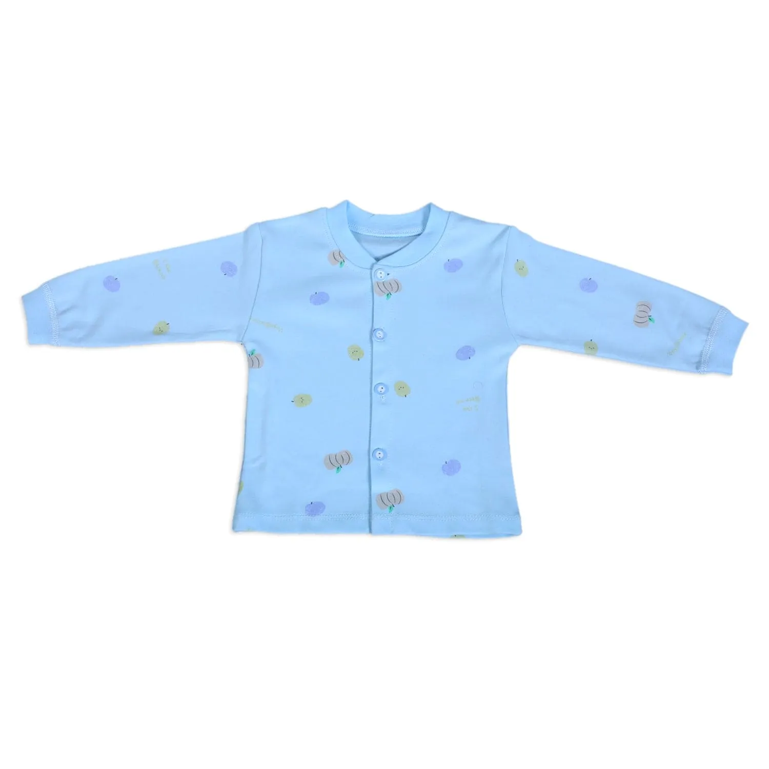 Fruitilicious Full Sleeves 2 Piece Buttoned Pyjama Set Night Suit - Blue