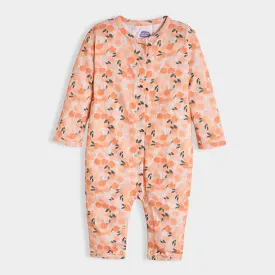 Fruits Printed Peach Sleepsuit