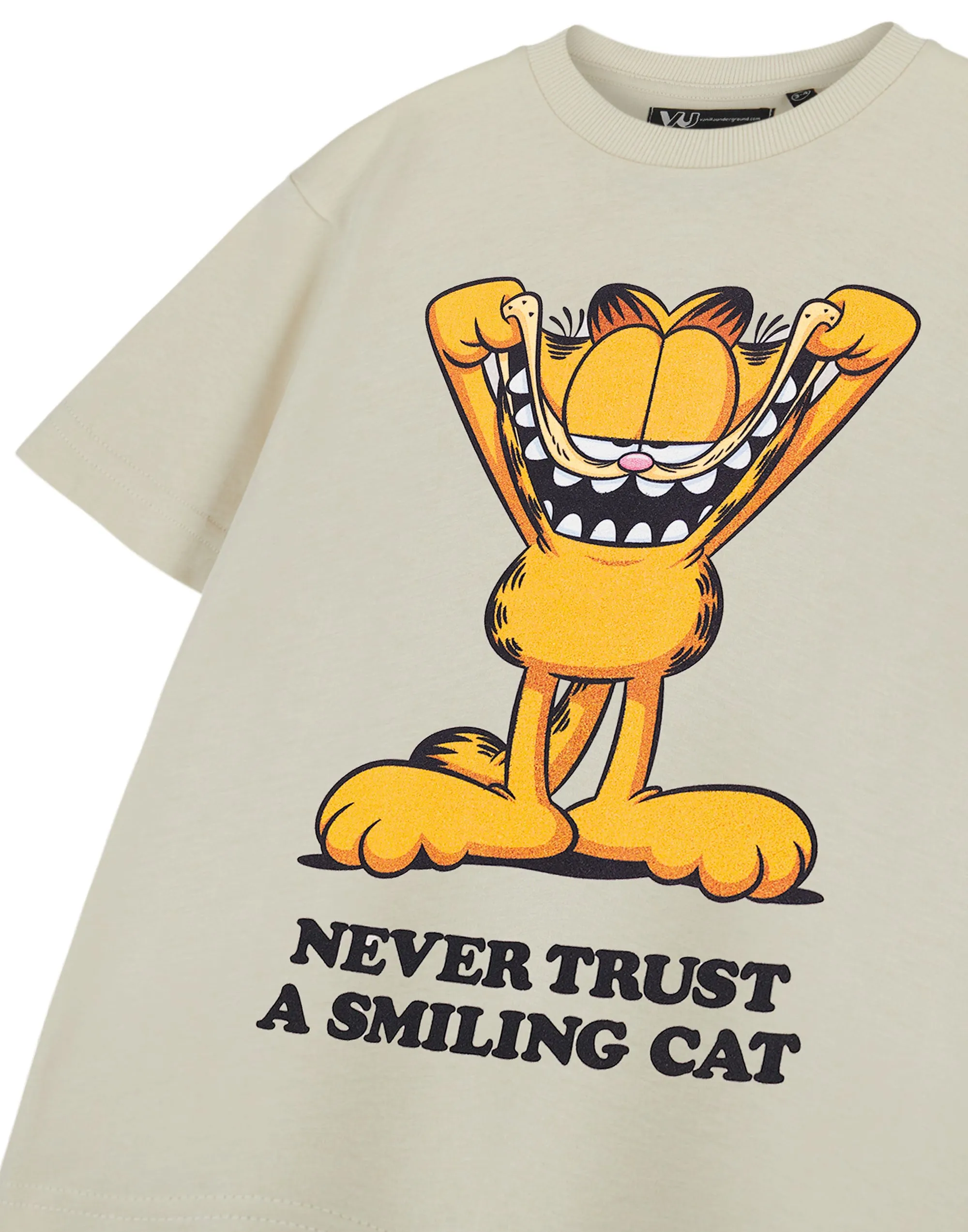 Garfield Smiling Cat Boys Beige Short Sleeved T-Shirt