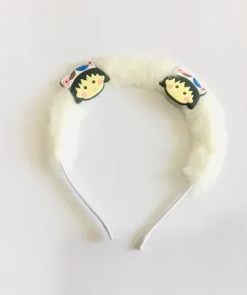 Girls white fur character hair band