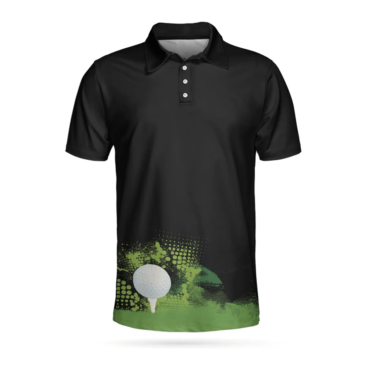 Golf Grunge Graphic Golf Polo Shirt, Wet Paint Silhouette Black Polo Shirt, Best Golf Shirt For Men Coolspod