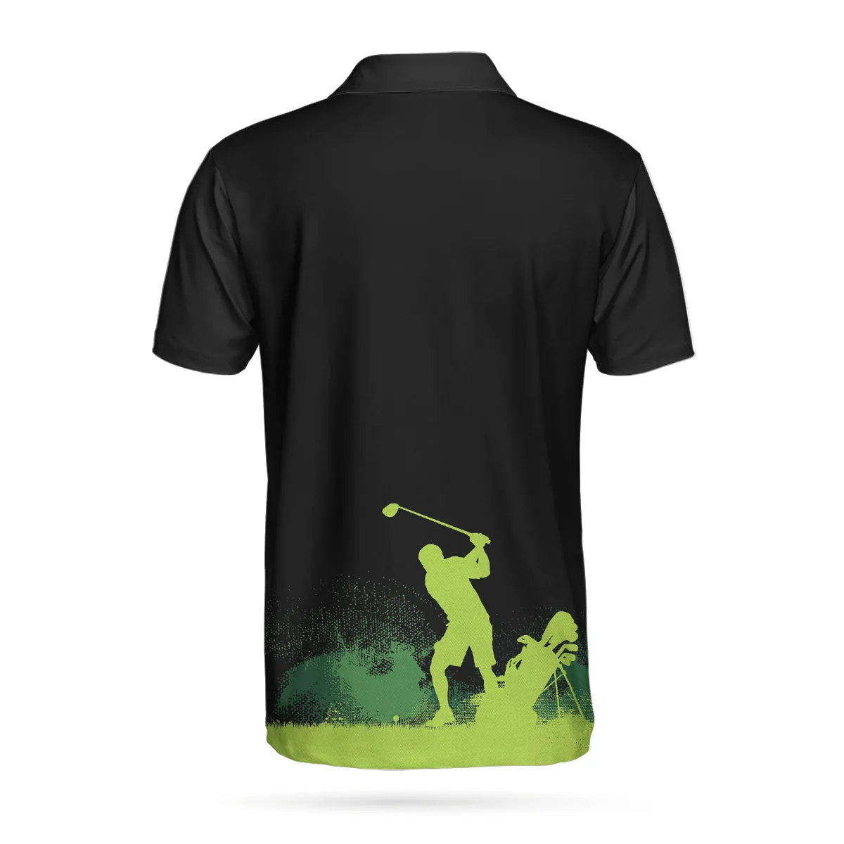 Golf Grunge Graphic Golf Polo Shirt, Wet Paint Silhouette Black Polo Shirt, Best Golf Shirt For Men Coolspod