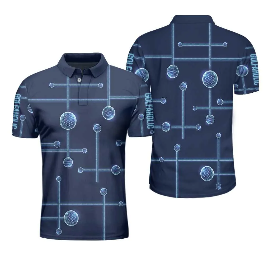 Golfaholic Geometric Golf Ball Low Poly Design Polo Shirt, Digital Golf Polo Shirt, Best Golf Shirt For Men Coolspod