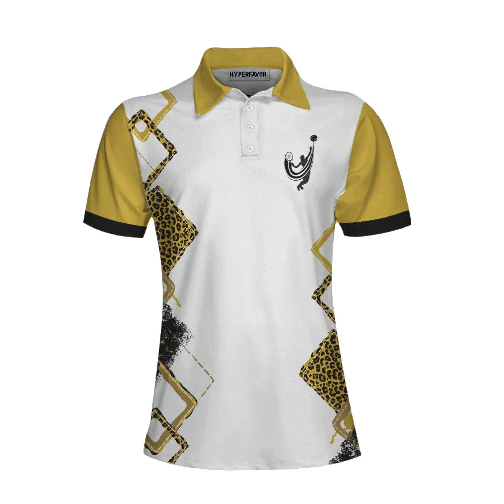 Grab Your Balls We'Re Going To Play Tennis Short Sleeve Women Polo Shirt, White And Yellow Tennis Shirt For Ladies Coolspod