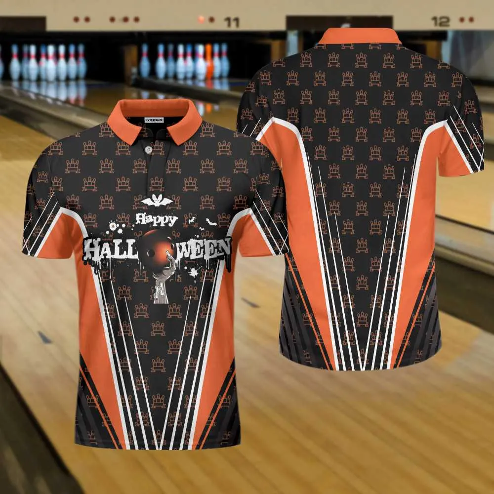 Happy Halloween And Happy Bowling Polo Shirt V2, Short Sleeve Bowling Shirt For Men Coolspod