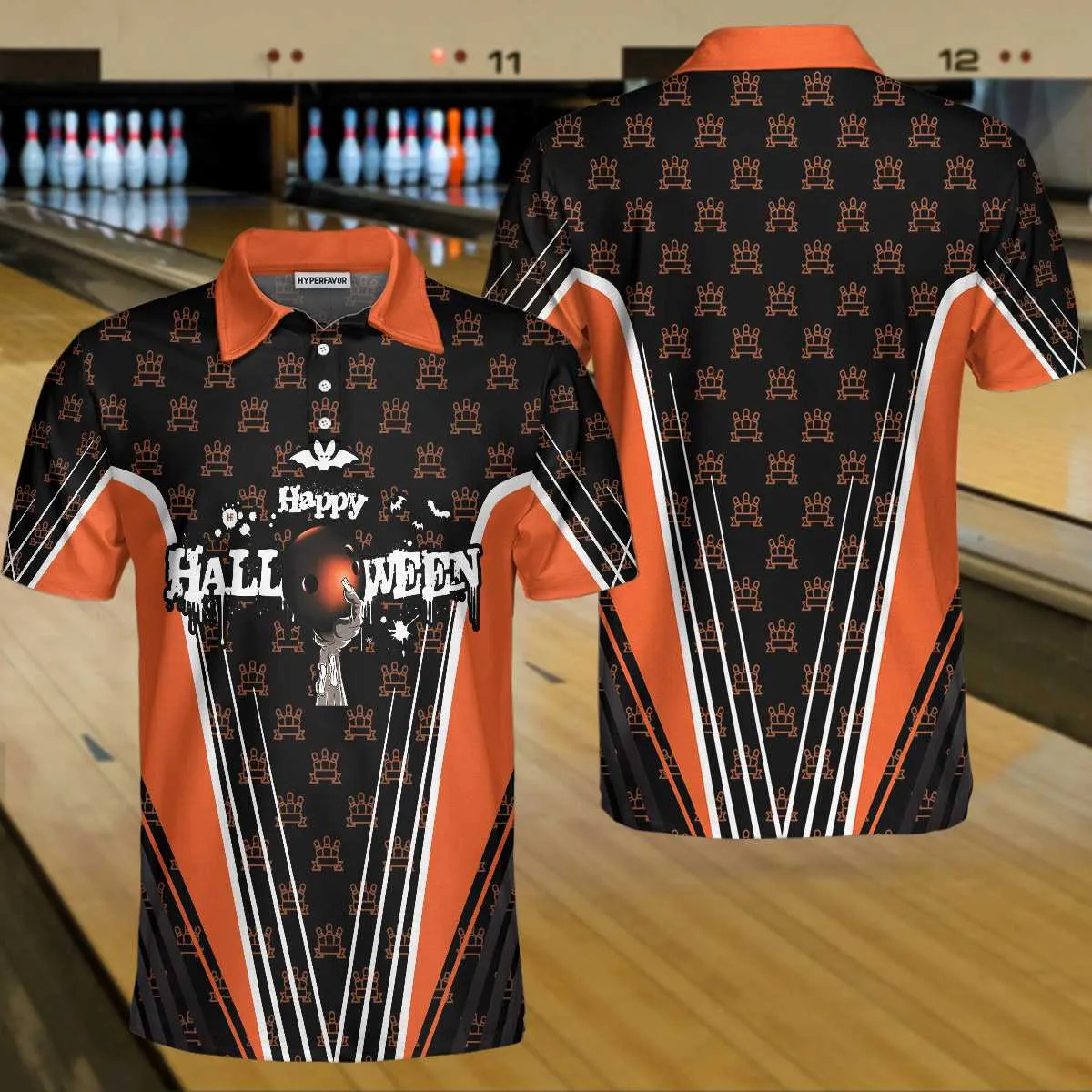 Happy Halloween And Happy Bowling Polo Shirt V2, Short Sleeve Bowling Shirt For Men Coolspod