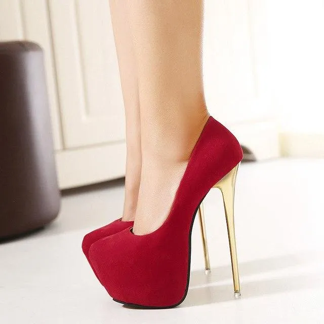 HOT  New Sexy Women Pumps 16CM  Round Toe High Heels Women Shoes Simple Fine Heels Women's Singles Shoes Size 34-40