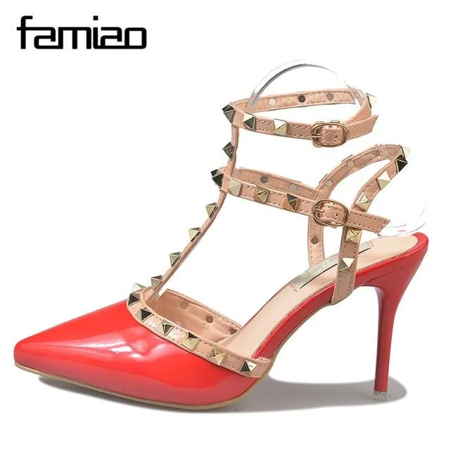 Hot Women Pumps Ladies Sexy Pointed Toe High Heels Fashion wedding pumps Buckle Studded Stiletto High Heel Sandals Shoes