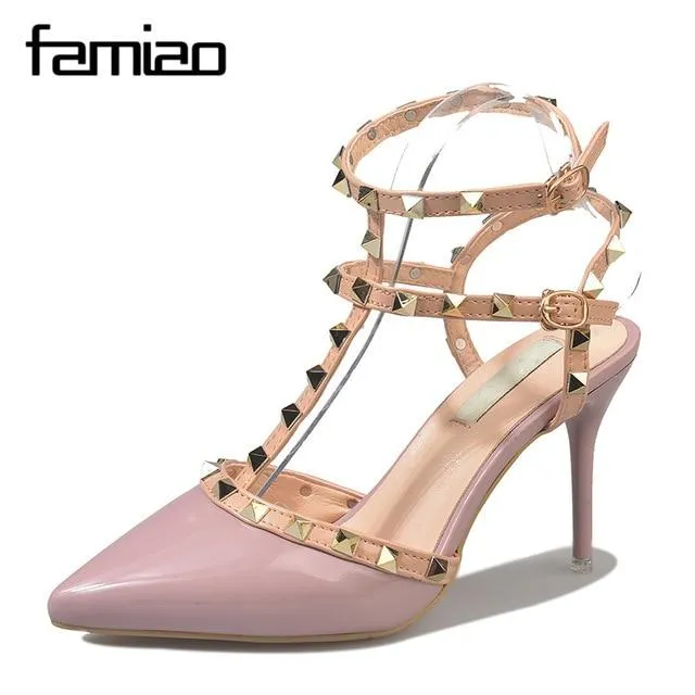 Hot Women Pumps Ladies Sexy Pointed Toe High Heels Fashion wedding pumps Buckle Studded Stiletto High Heel Sandals Shoes