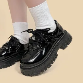 Kawaii Goth PVC Chunky Brogue Shoe