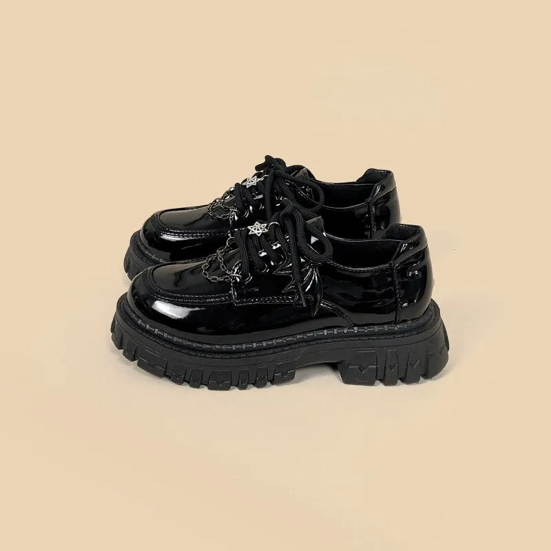 Kawaii Goth PVC Chunky Brogue Shoe