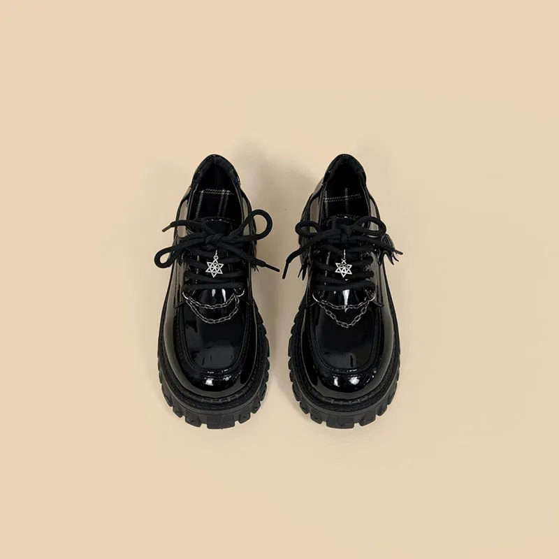 Kawaii Goth PVC Chunky Brogue Shoe