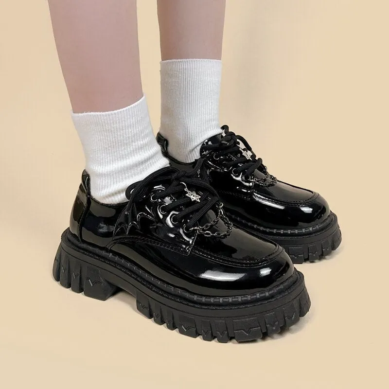 Kawaii Goth PVC Chunky Brogue Shoe