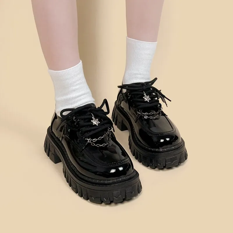 Kawaii Goth PVC Chunky Brogue Shoe